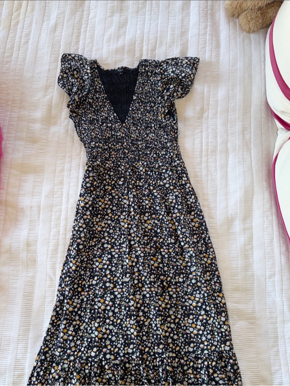 Rails Black Floral Maxi Dress with Yellow and White Daisies